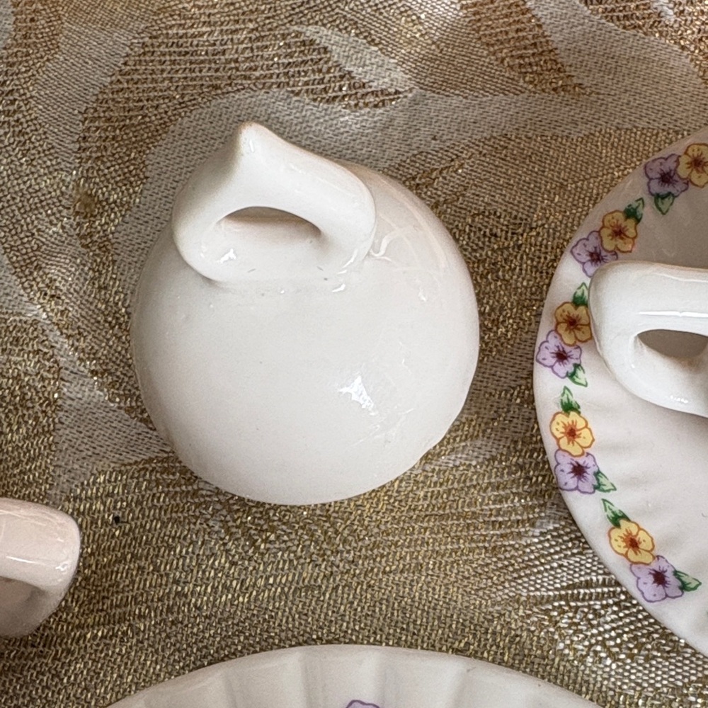 Vintage Miniature Floral White Porcelain Tea Set - Picture 6 of 10